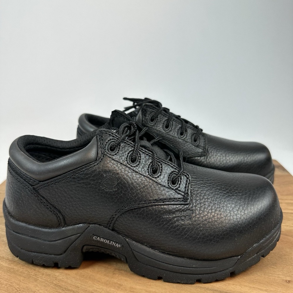 New Womens Carolina CA9537 Black Leather Oxford Composite Toe Shoes Sz 6.5 M